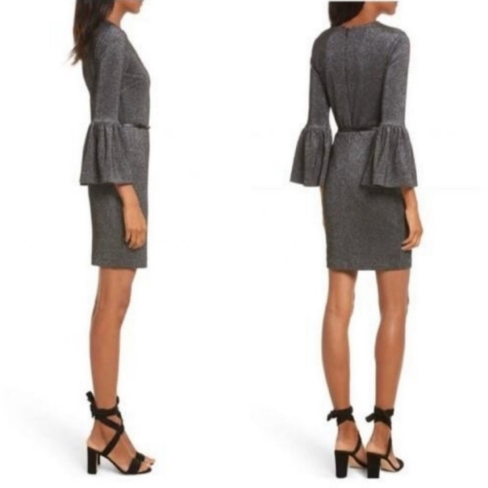 Ted Baker Metallic Gray Long Sleeve Dress